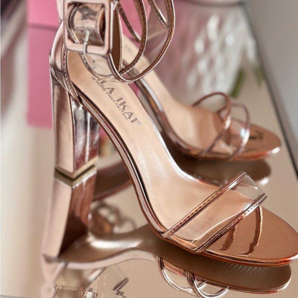 Chic Rose Gold Strappy Heels